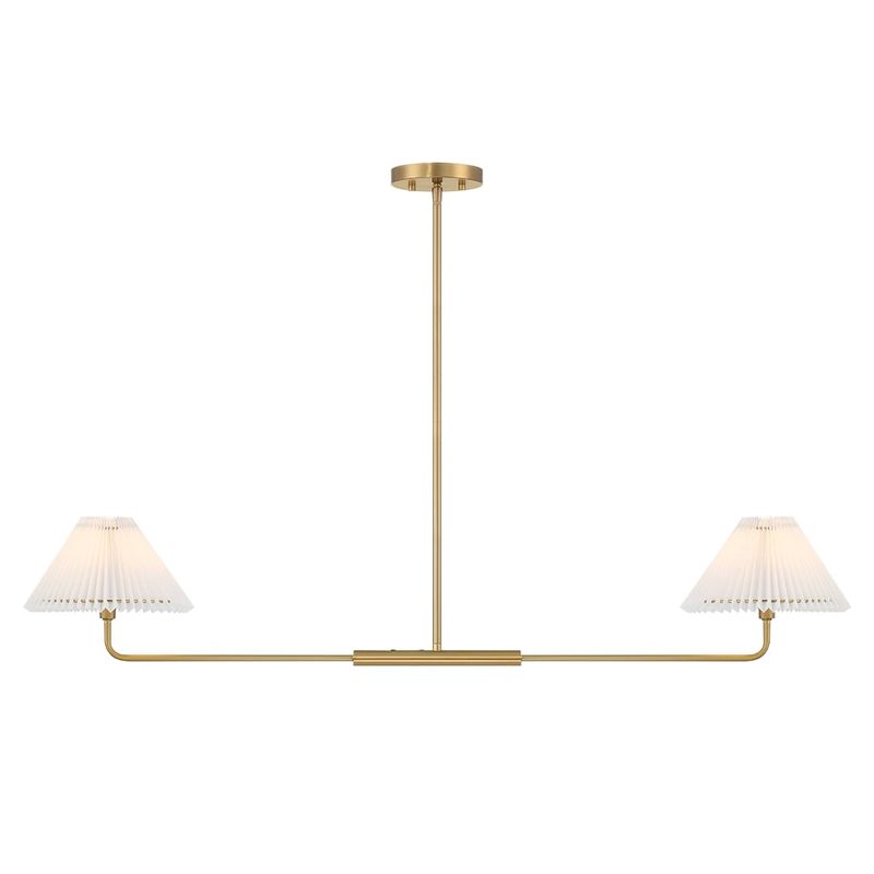 2-Light Linear Chandelier in Natural Brass Natural Brass