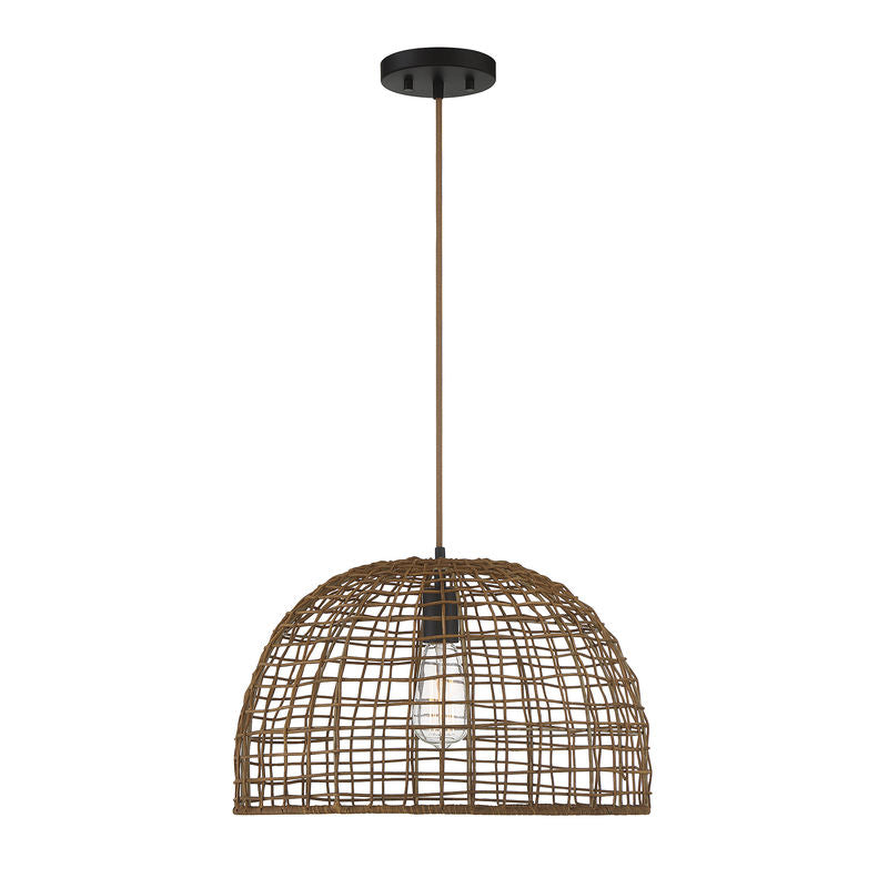1-Light Pendant in Dark Rattan with A Dark Brown Socket Dark Rattan with a Dark Brown Socket