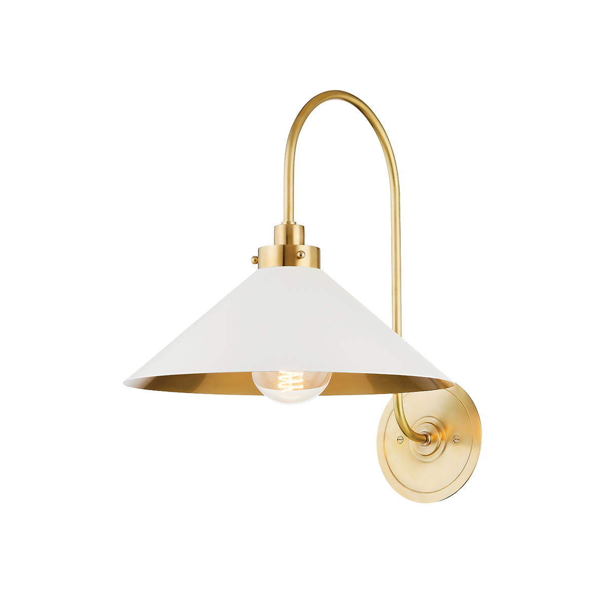 CLIVEDON Wall Sconce with Aged Brass/off White Finish