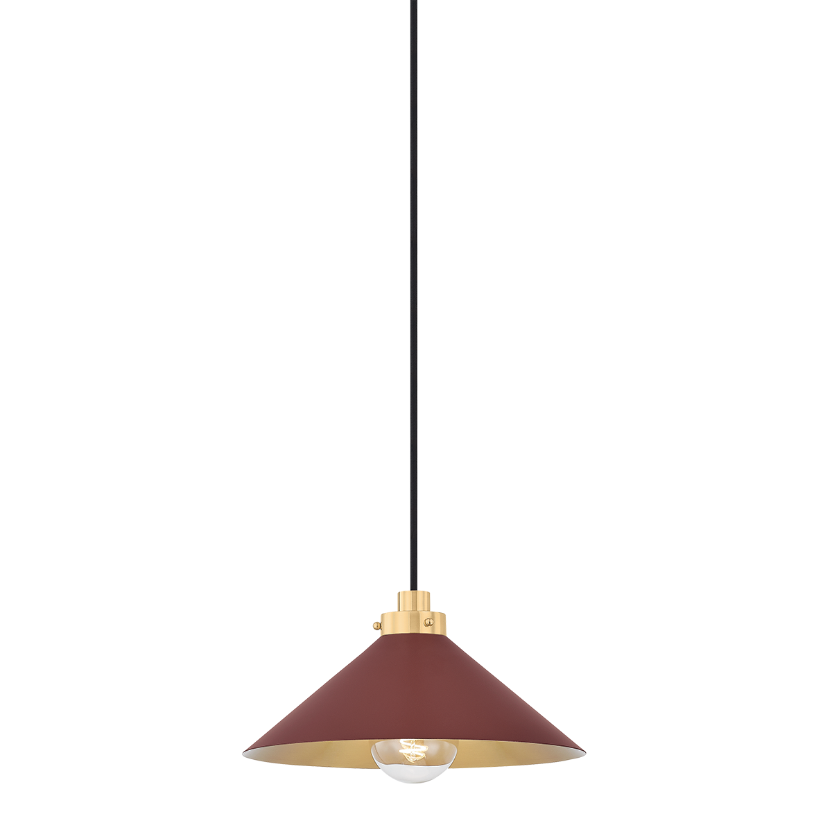 Clivedon Pendant with AGED BRASS/SOFT CRIMSON Finish