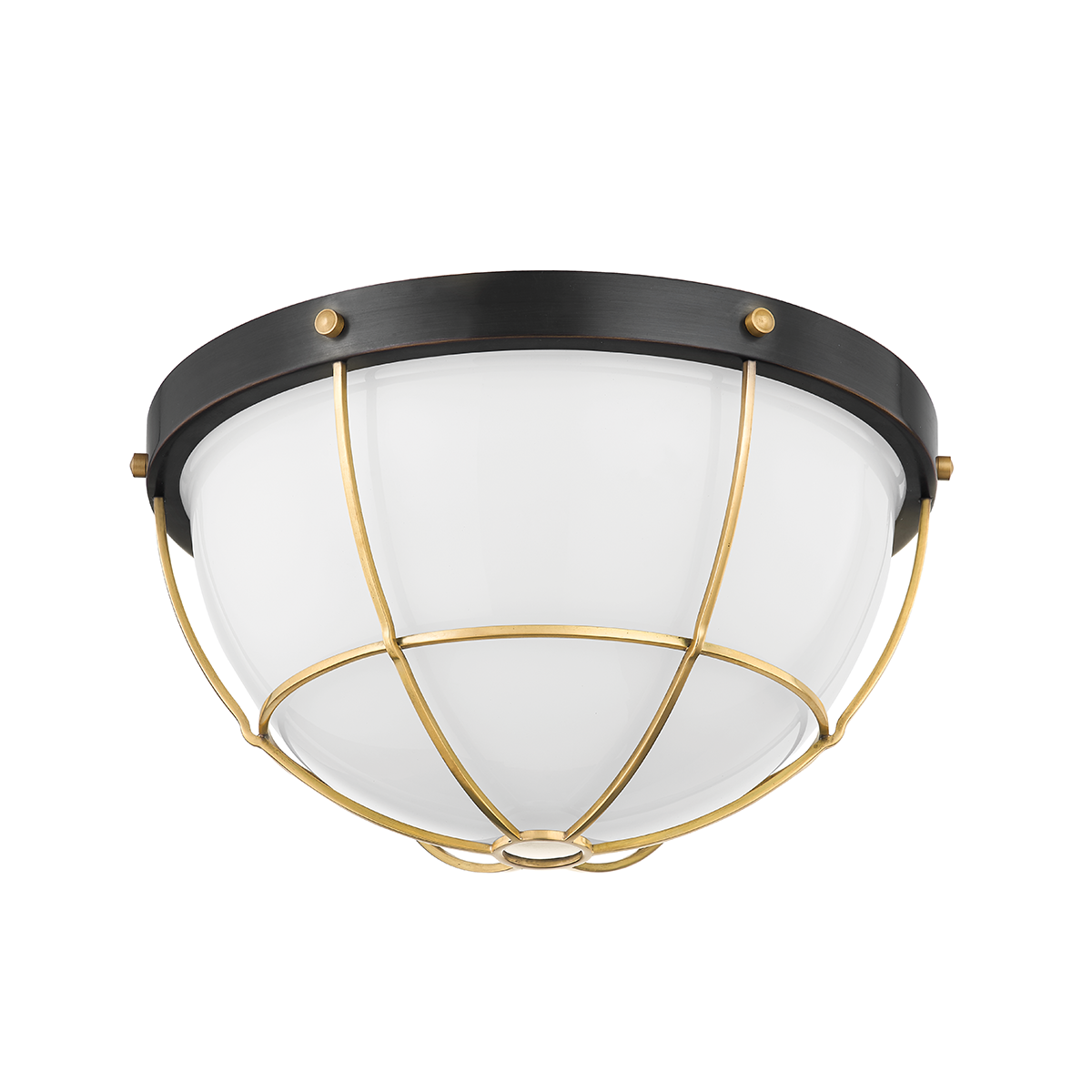 HOLKHAM Flush Mount with AGED BRASS/DISTRESSED BRONZE Finish
