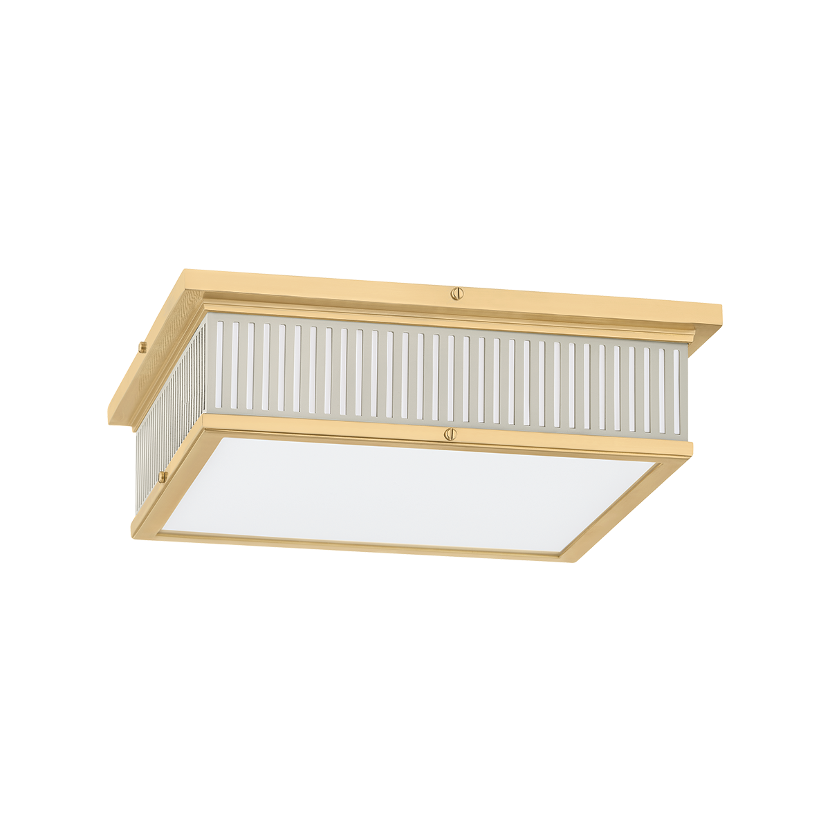 Ashdown Flush Mount with AGED BRASS/OFF-WHITE Finish