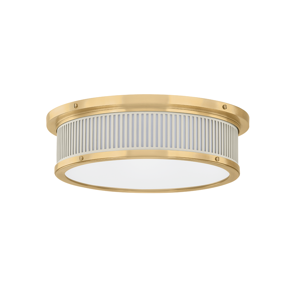 Ashdown Flush Mount with AGED BRASS/OFF-WHITE Finish