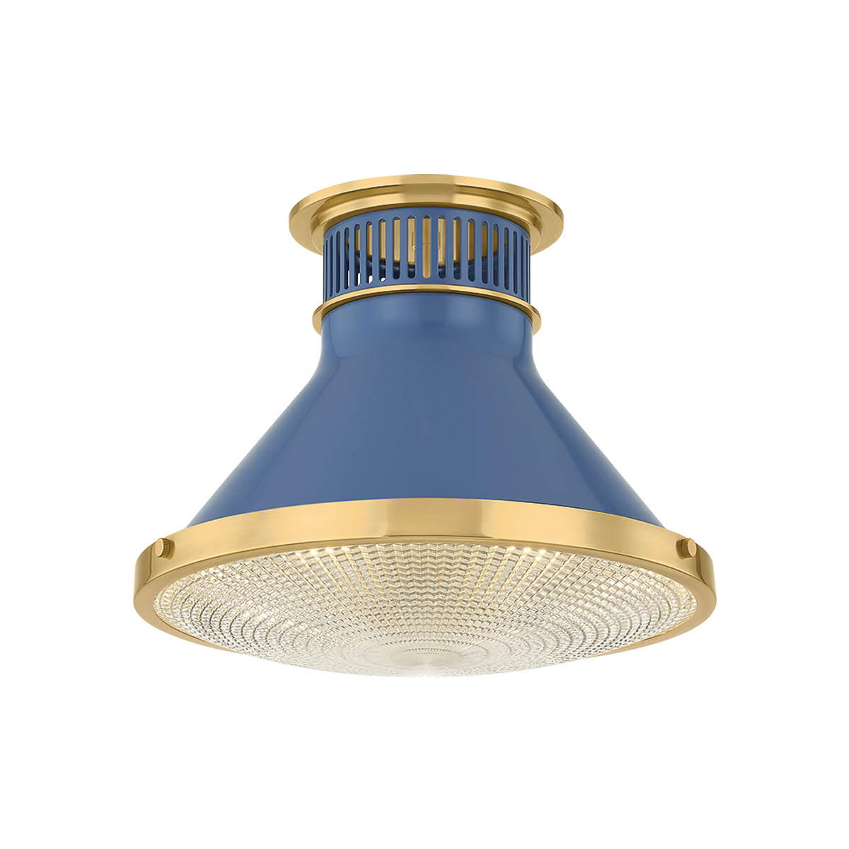 Highclere Flush Mount with AGED BRASS/SOFT FRENCH BLUE Finish