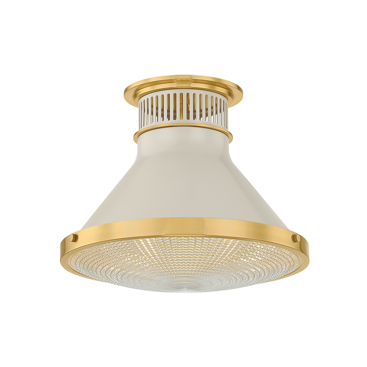 Highclere Flush Mount with AGED BRASS/OFF-WHITE Finish