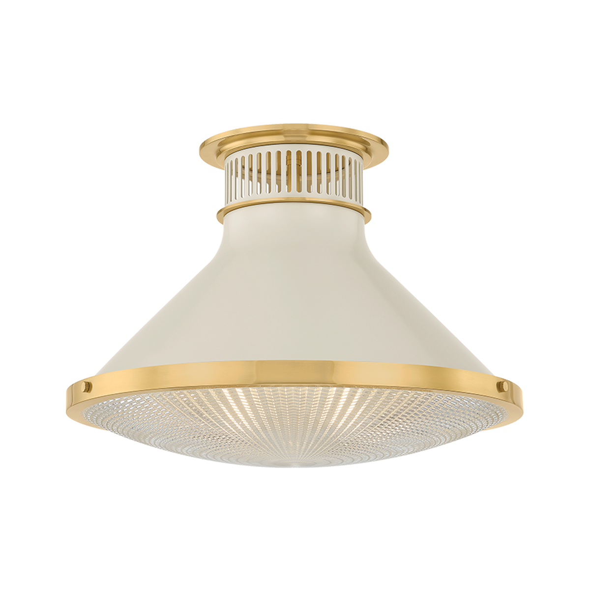 Highclere Flush Mount with AGED BRASS/OFF-WHITE Finish