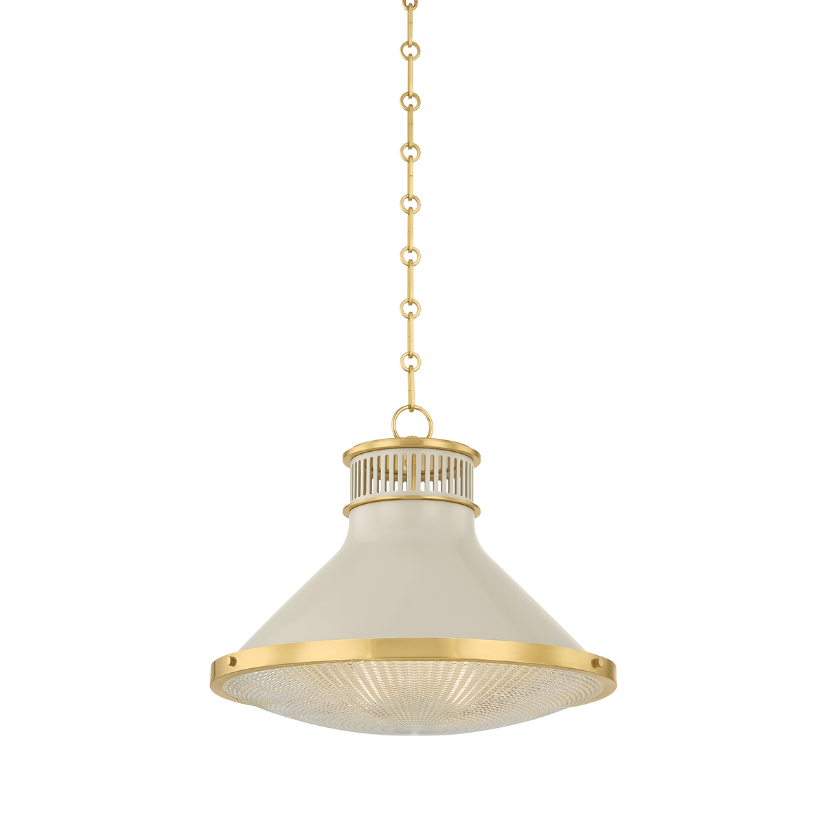 Highclere Pendant with AGED BRASS/OFF-WHITE Finish