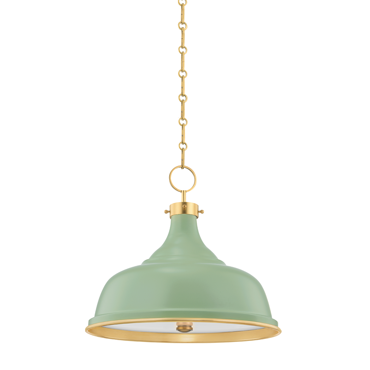 Painted No. 1 Pendant with Aged Brass/leaf Green Combo Finish