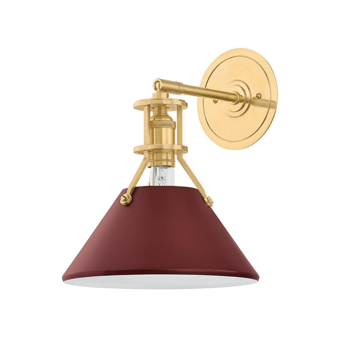 Painted No. 2 Wall Sconce with AGED BRASS/SOFT CRIMSON Finish