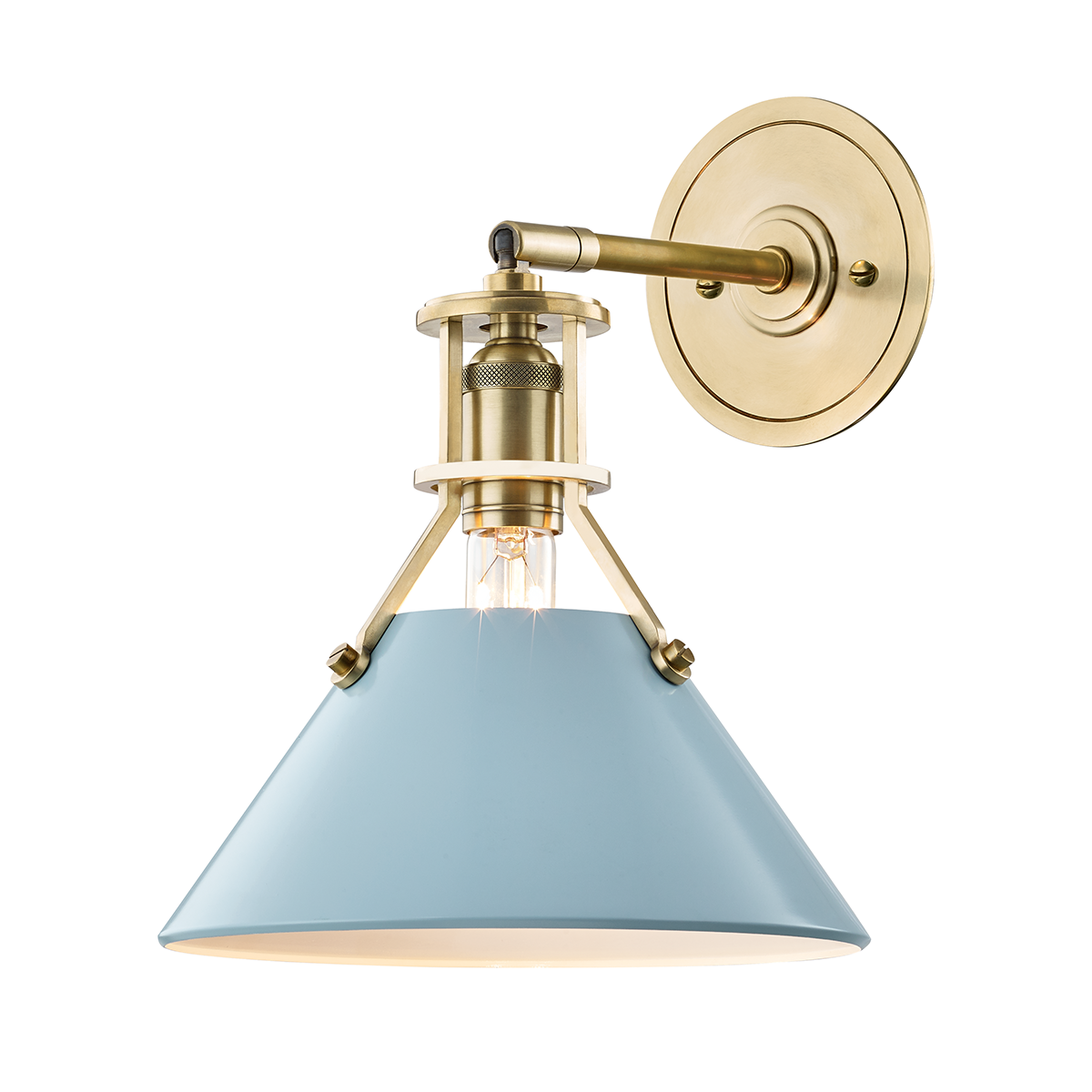 Painted No.2 Wall Sconce with Aged Brass/blue Bird Finish