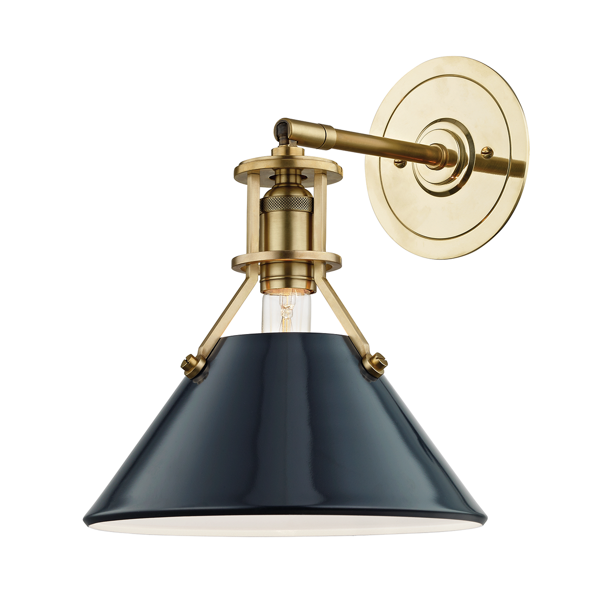Painted No.2 Wall Sconce with Aged Brass/darkest Blue Finish