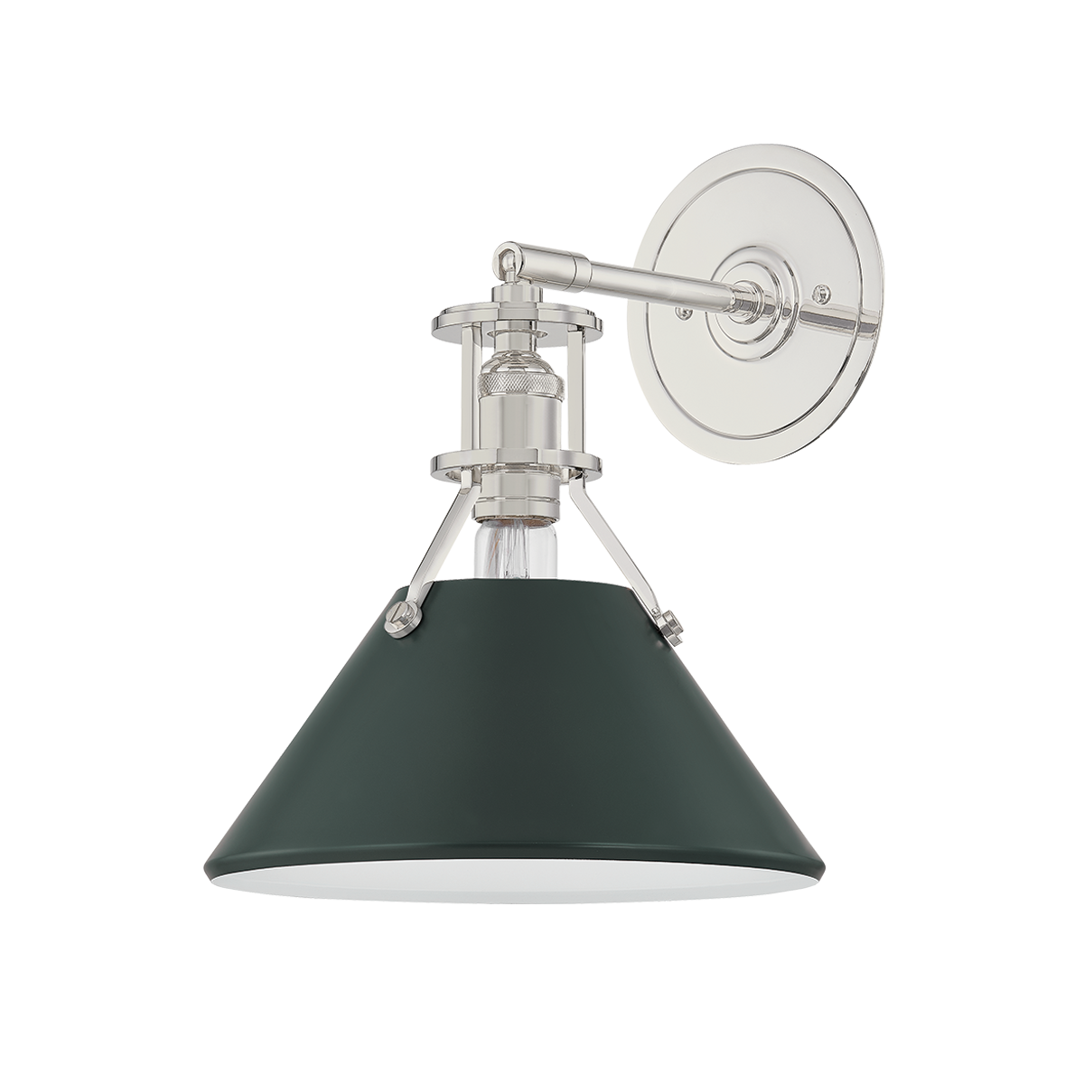 Painted No. 2 Wall Sconce with POLISHED NICKEL/SOFT STUDIO GREEN Finish