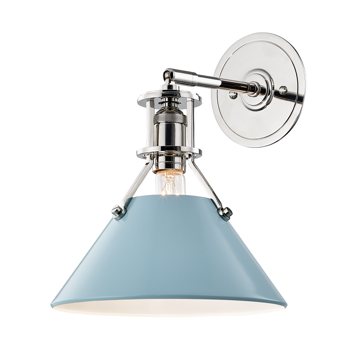 Painted No.2 Wall Sconce with Polished Nickel/blue Bird Finish