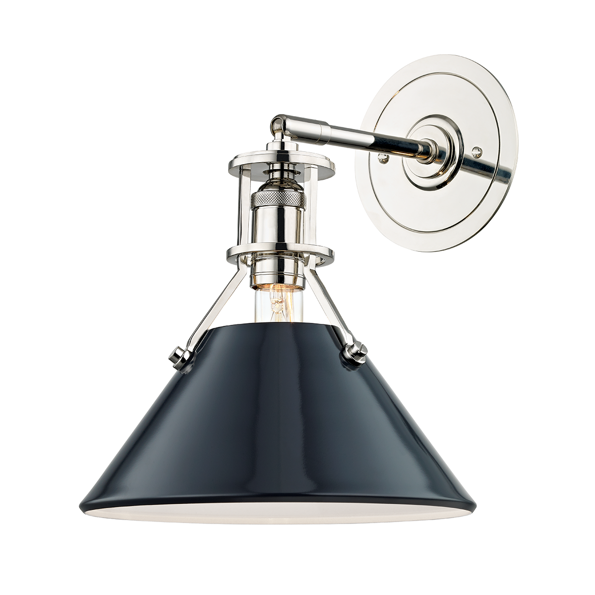 Painted No.2 Wall Sconce with Polished Nickel/darkest Blue Finish