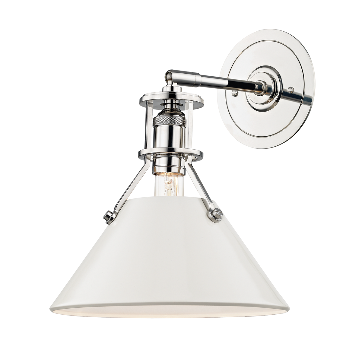 Painted No.2 Wall Sconce with Polished Nickel/off White Finish