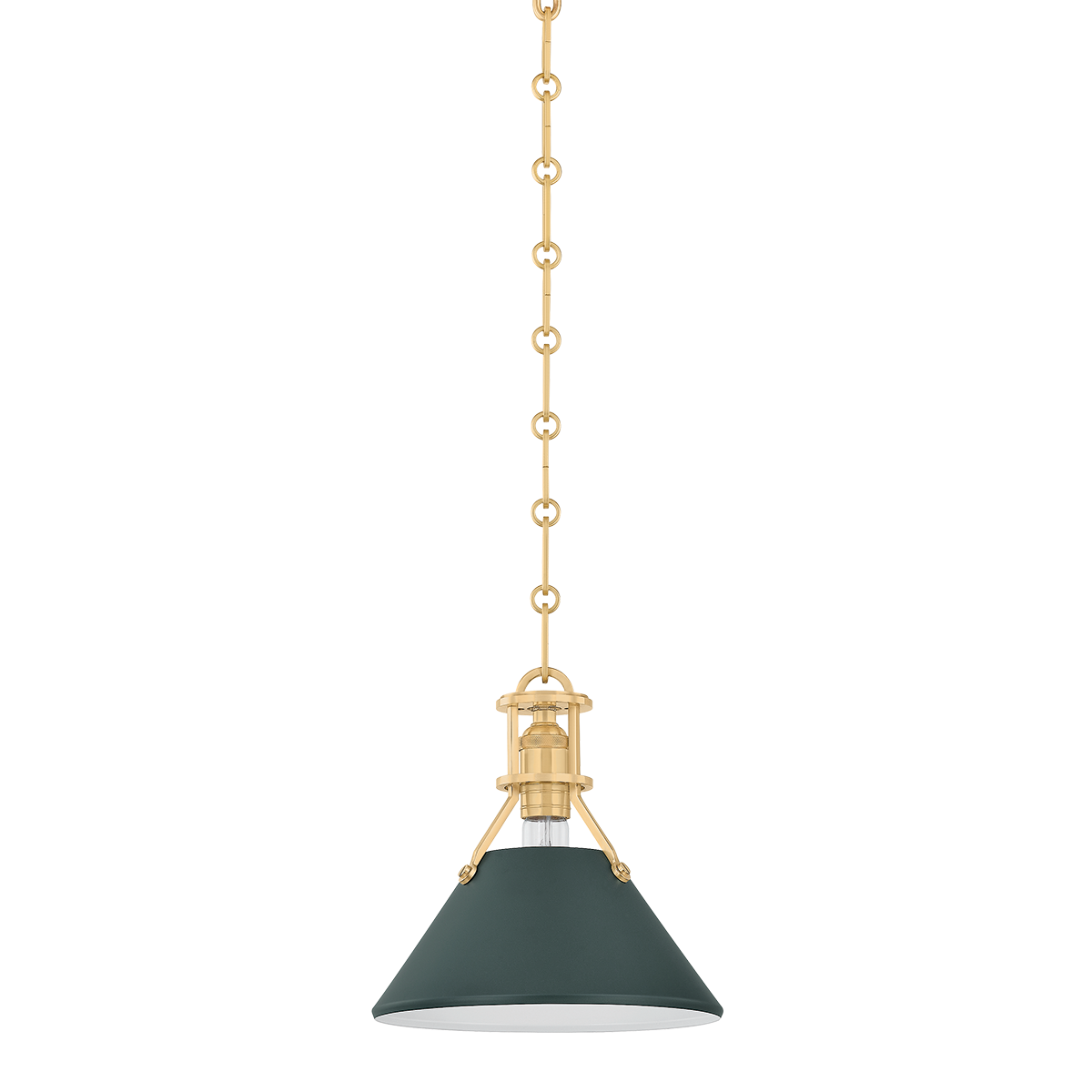 Painted No.2 Pendant with AGED BRASS/SOFT STUDIO GREEN Finish