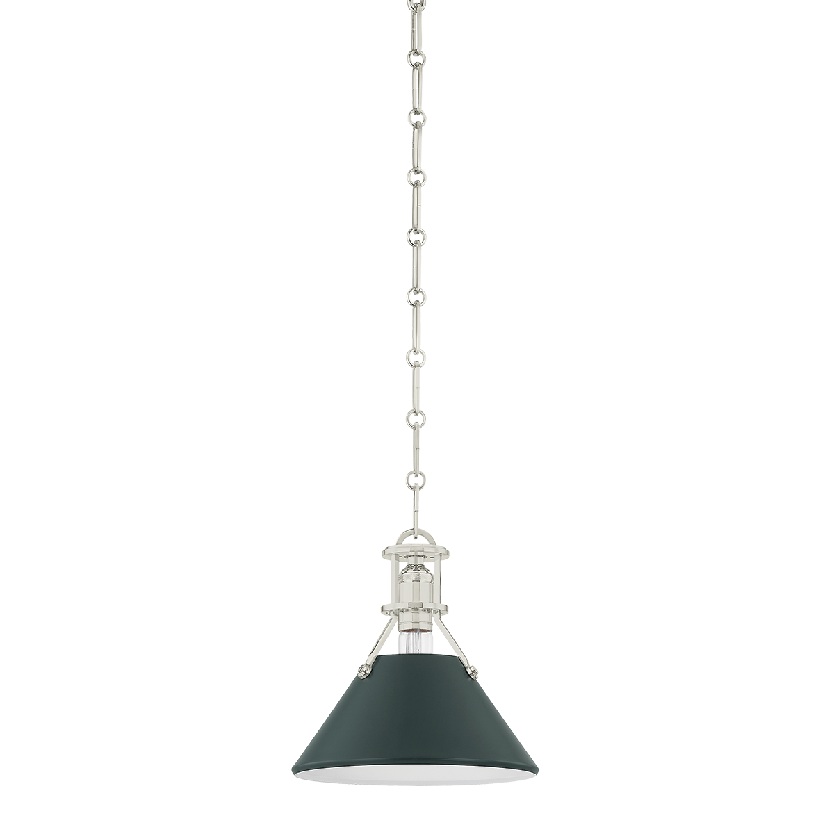 Painted No.2 Pendant with POLISHED NICKEL/SOFT STUDIO GREEN Finish