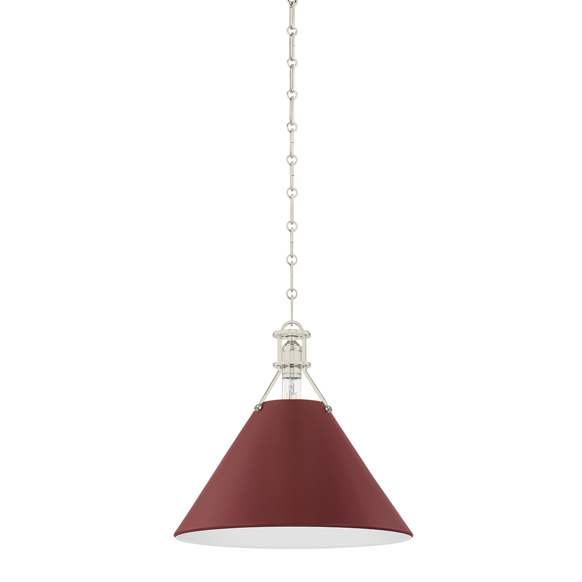 Painted No. 2 Pendant with POLISHED NICKEL/SOFT CRIMSON Finish