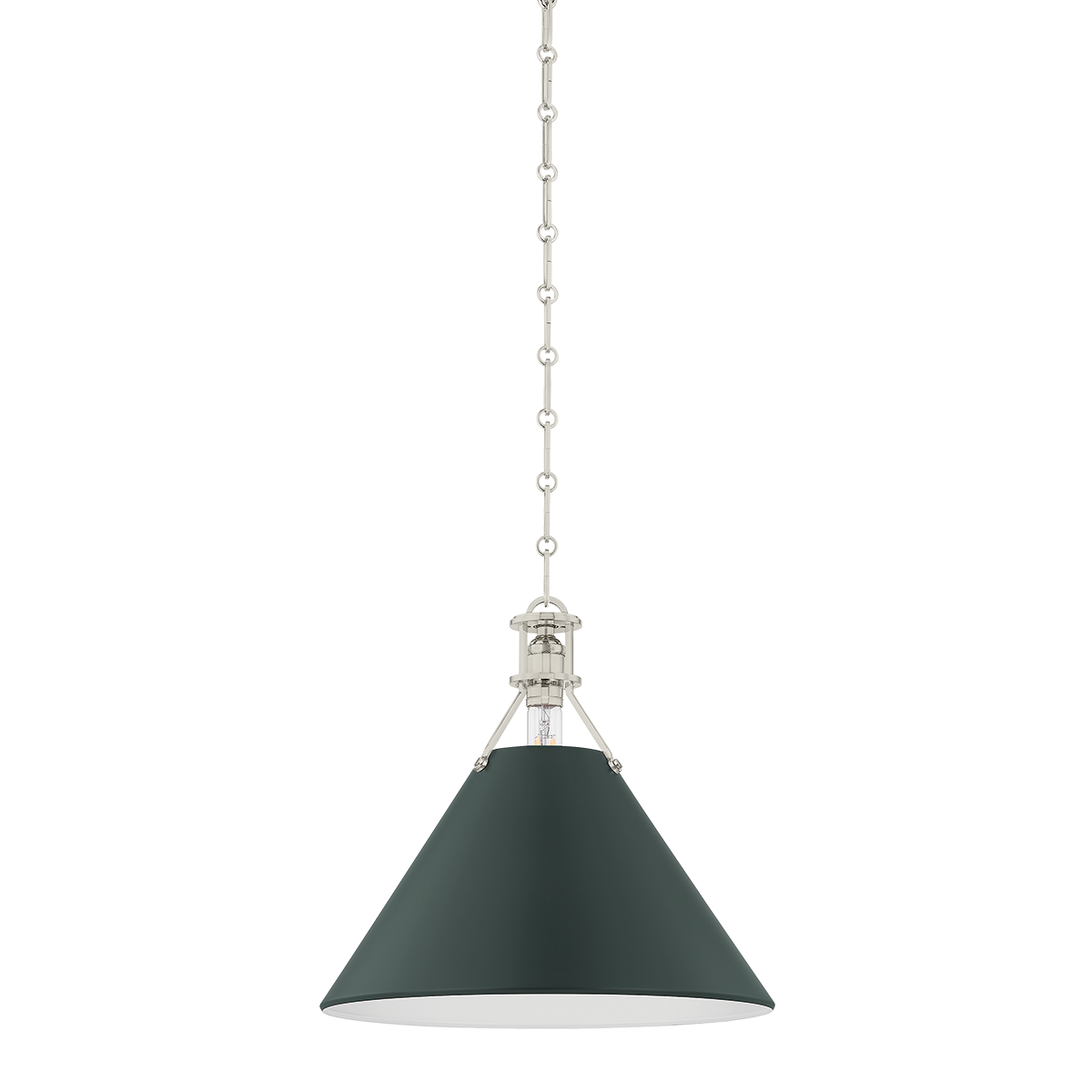 Painted No. 2 Pendant with POLISHED NICKEL/SOFT STUDIO GREEN Finish