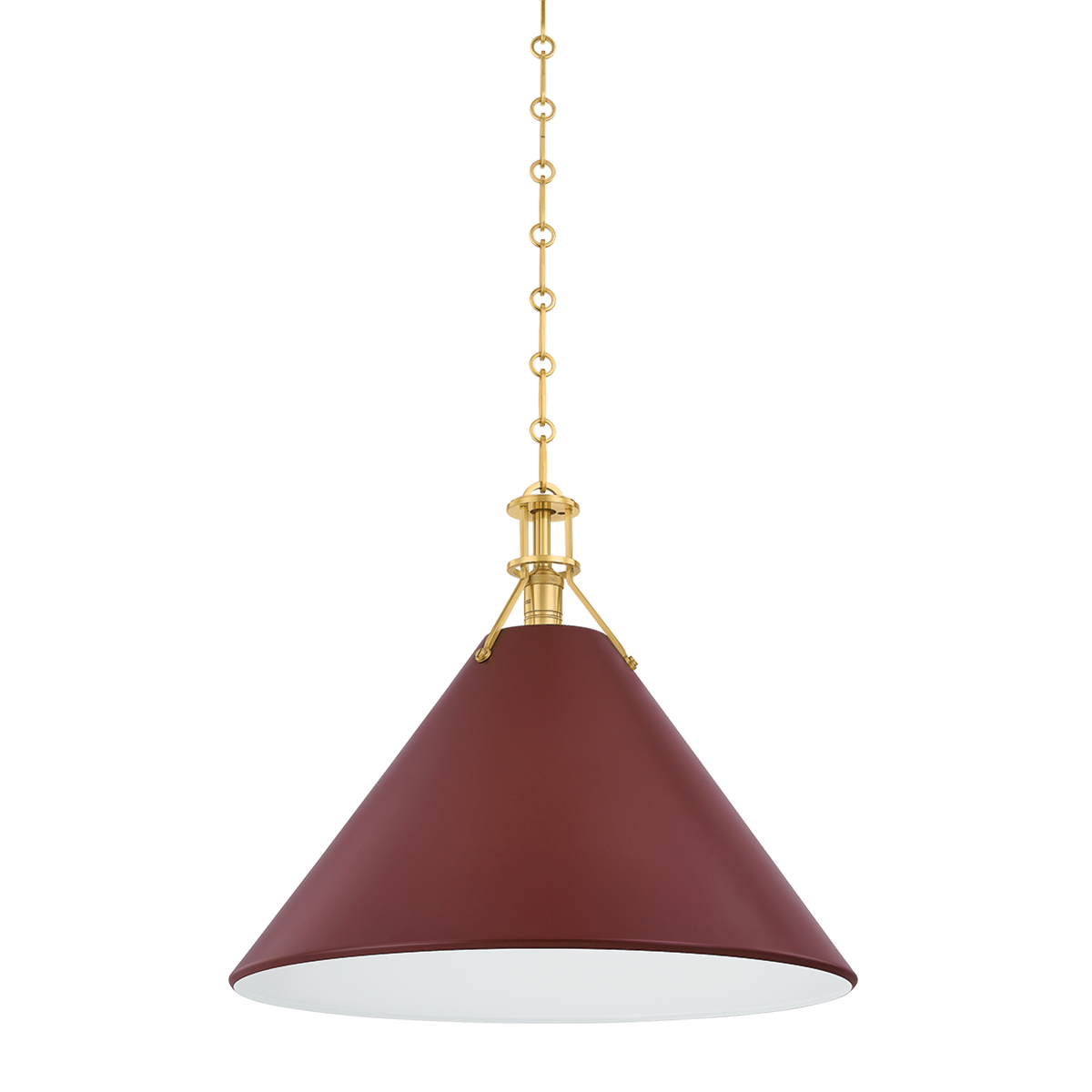 Painted No. 2 Pendant with AGED BRASS/SOFT CRIMSON Finish