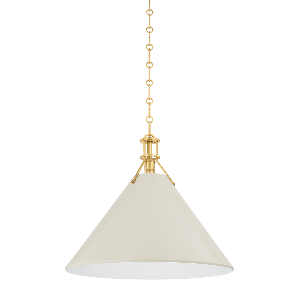 Painted No. 2 Pendant with AGED BRASS/OFF-WHITE Finish