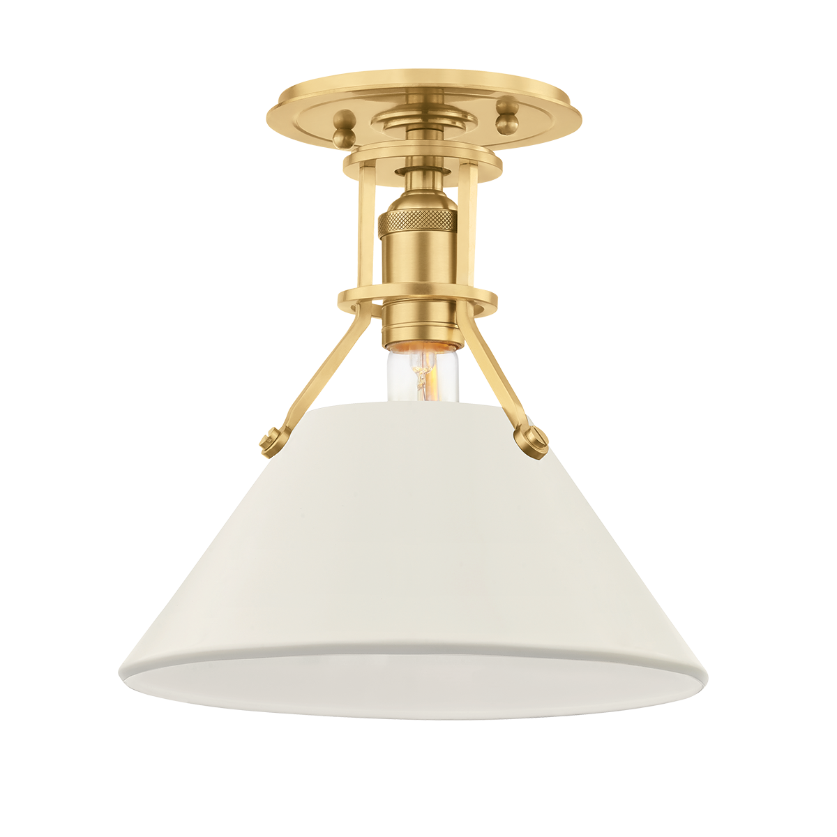 Painted No.2 Semi Flush with Aged Brass/off White Finish