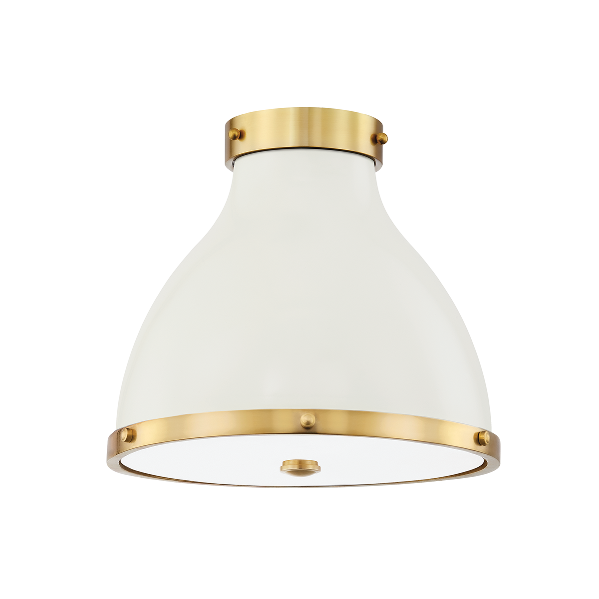 Painted No. 3 Flush Mount with Aged Brass/off White Finish