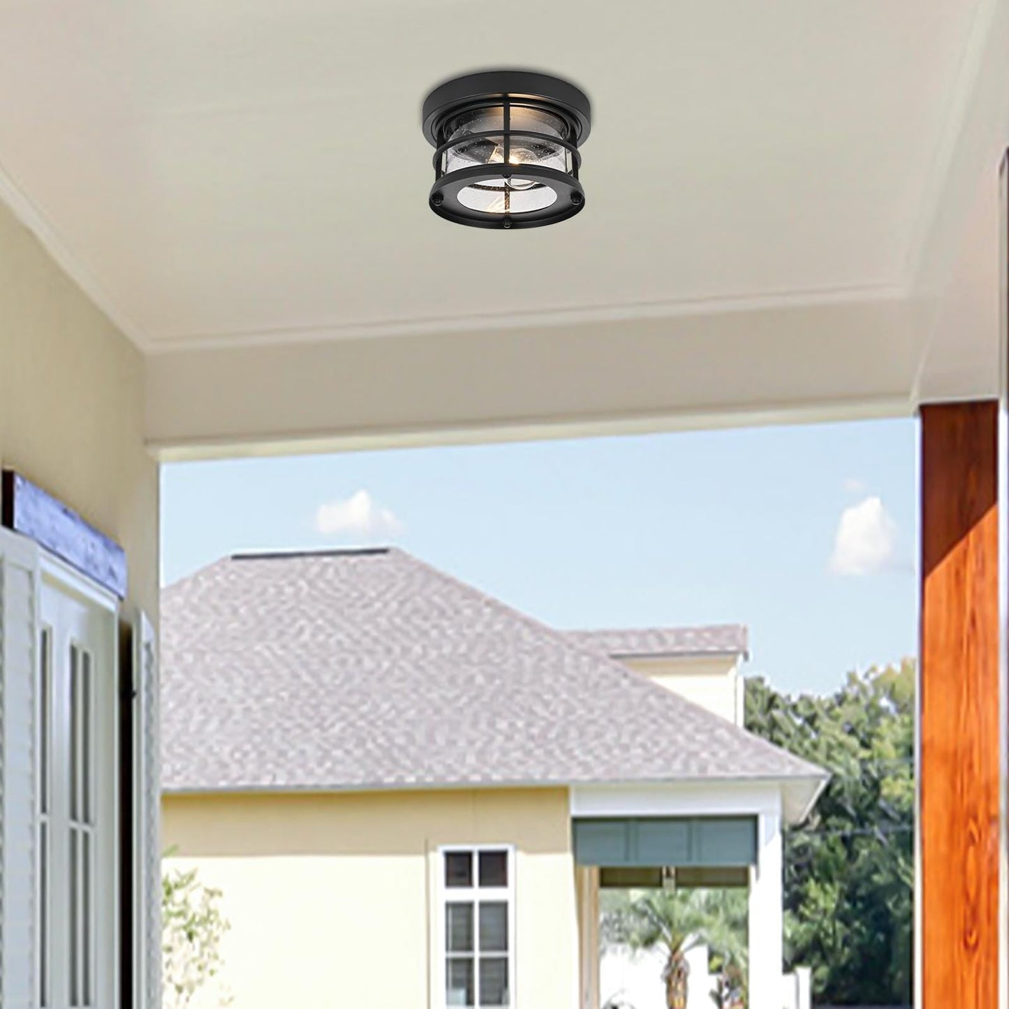 Carla 10 inch Outdoor Flush Mount in Black