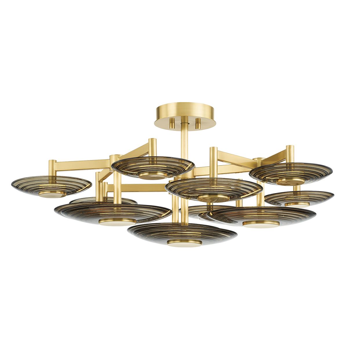 Griston Semi Flush with Aged Brass Finish