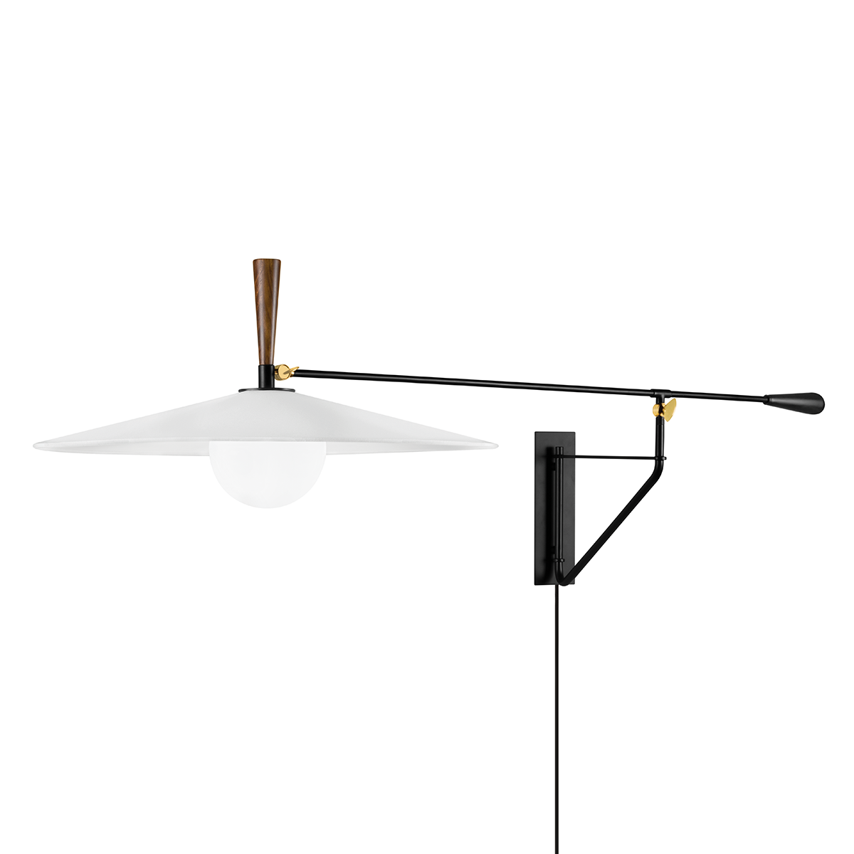 DUARTE Plug-in Sconce with PATINA BRASS/SOFT BLACK Finish