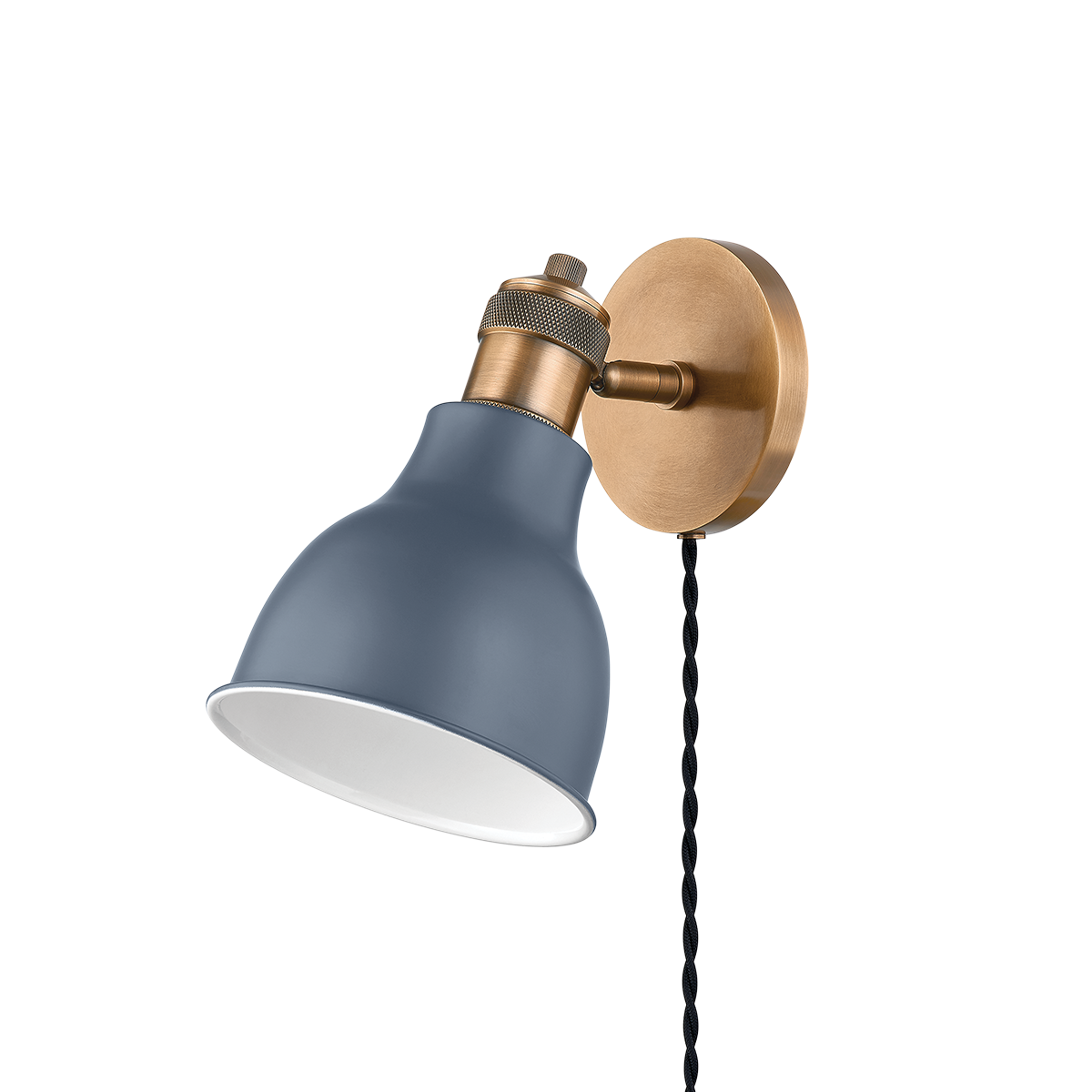 MAKIN Plug-in Sconce with Patina Brass/Slate Blue Finish