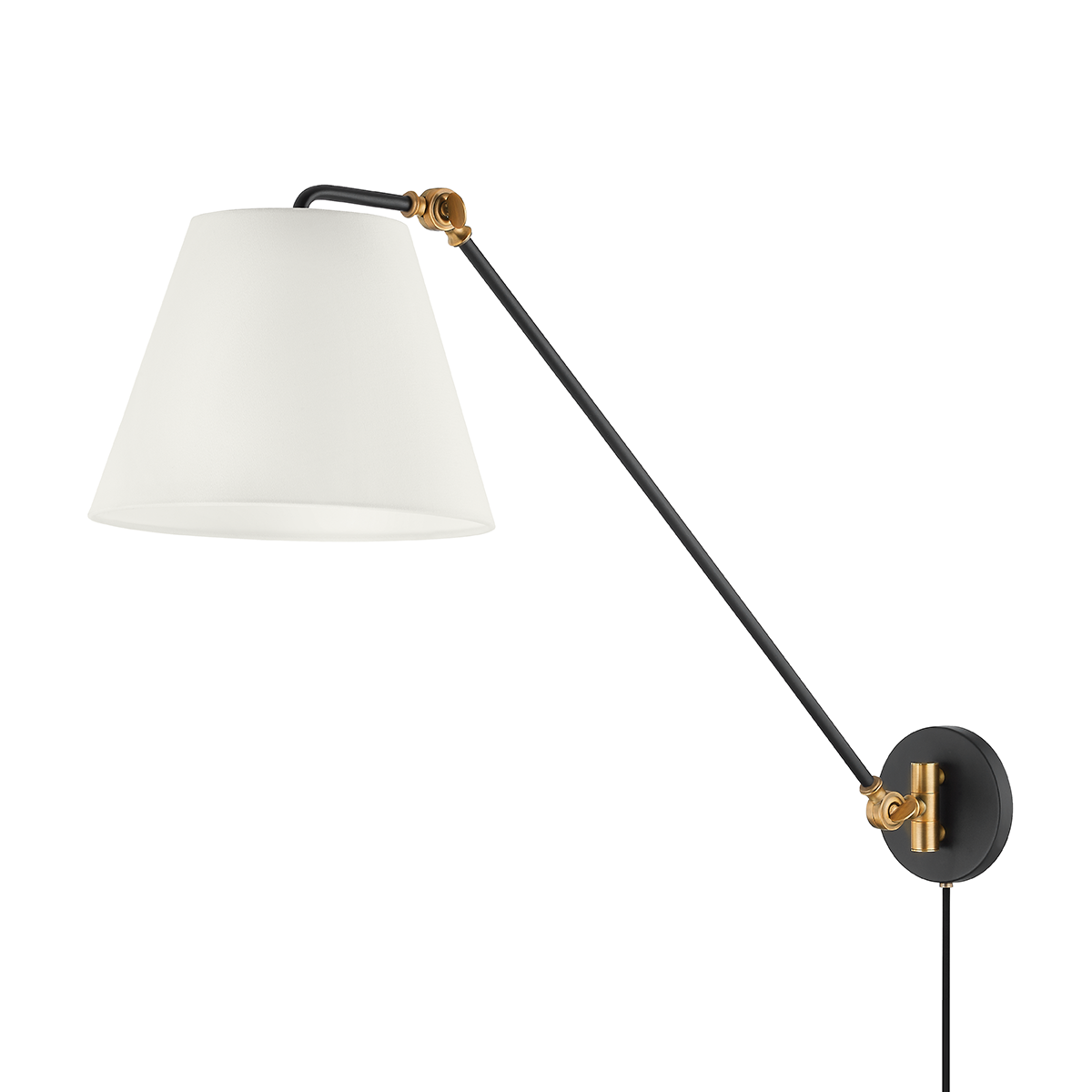 NAVIN Plug-in Sconce with PATINA BRASS/TEXTURED BLACK Finish