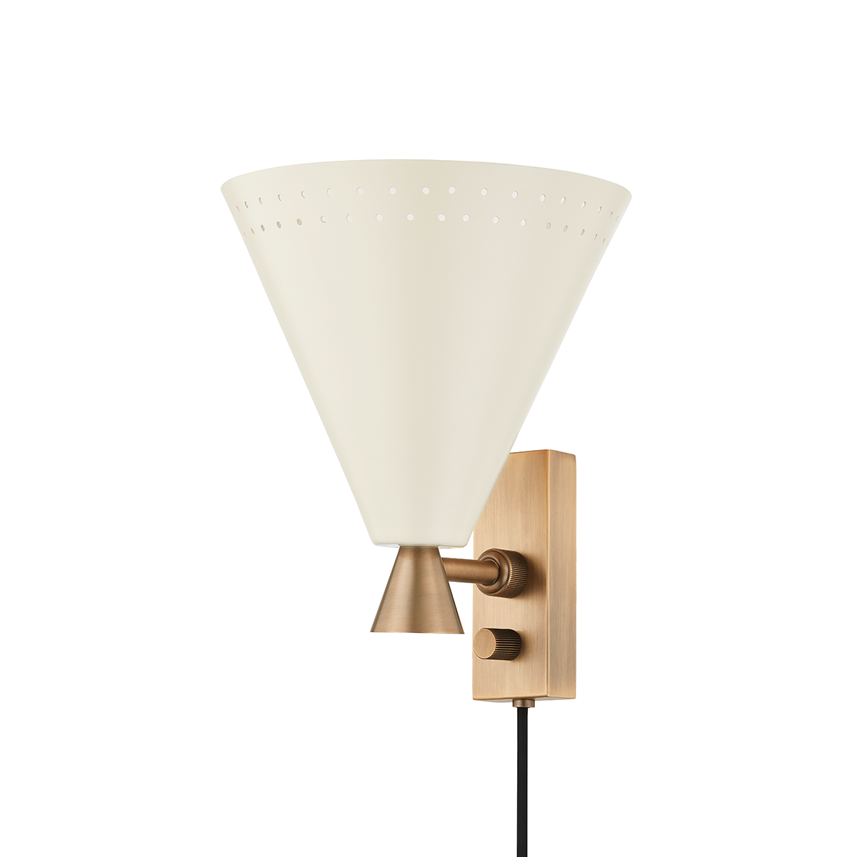 Marvin Plug-in Sconce with PATINA BRASS Finish
