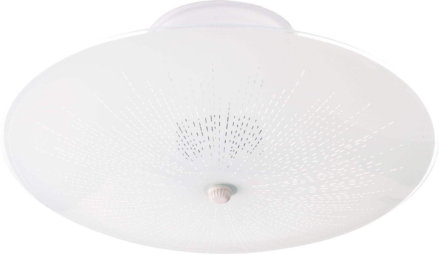 2 Light - 12" Flush with Round Sunburst Glass - White Finsh