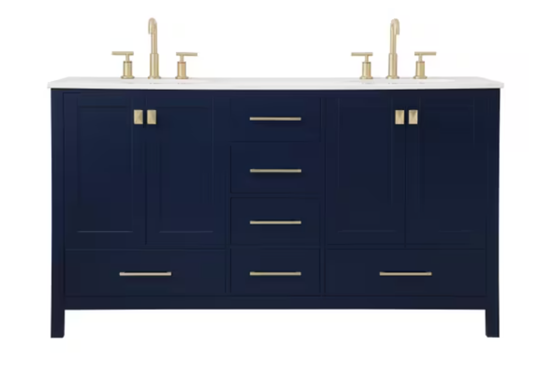 60 inch Double Vanity in Blue