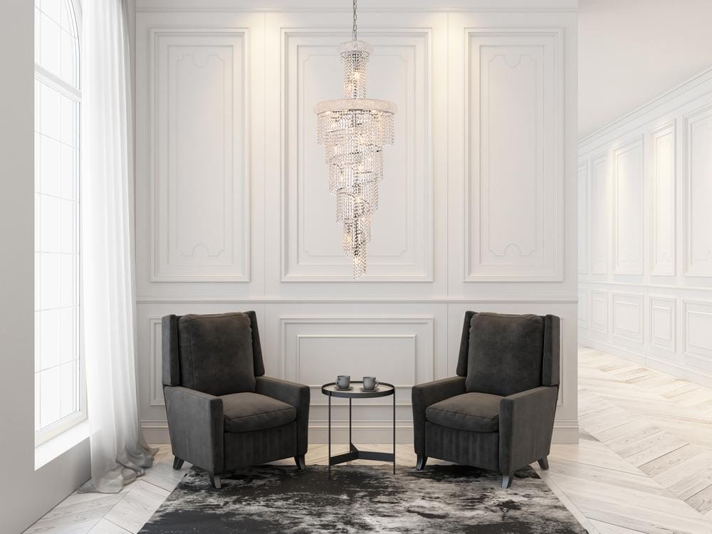 Spiral 22 light Chrome Chandelier Clear Royal Cut Crystal