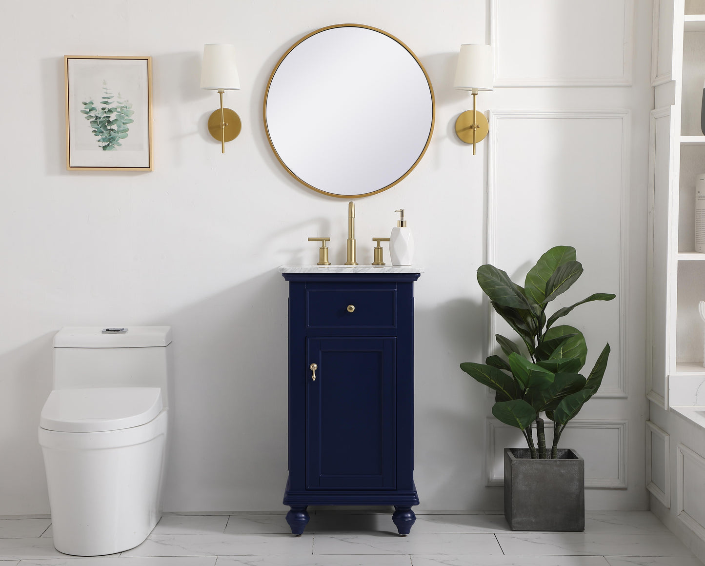 19 inch Single bathroom vanity in blue