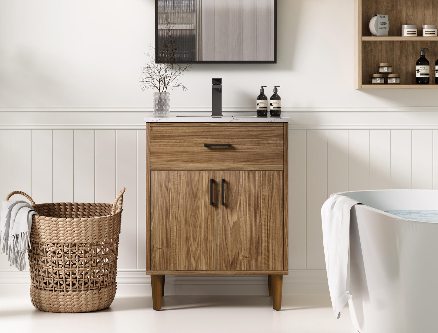 Chandler 24 inch Single Bathroom Vanity in Walnut Brown