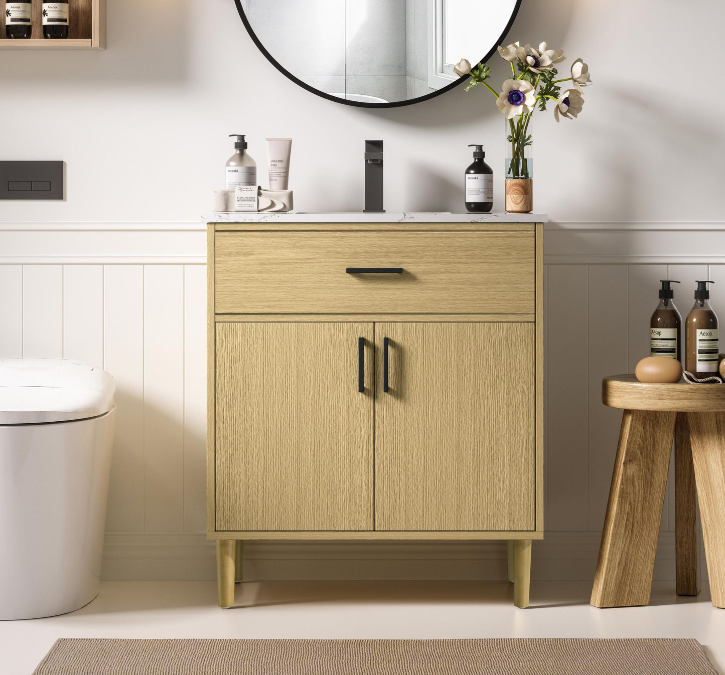 Chandler 30 inch Single Bathroom Vanity in Honey Brown