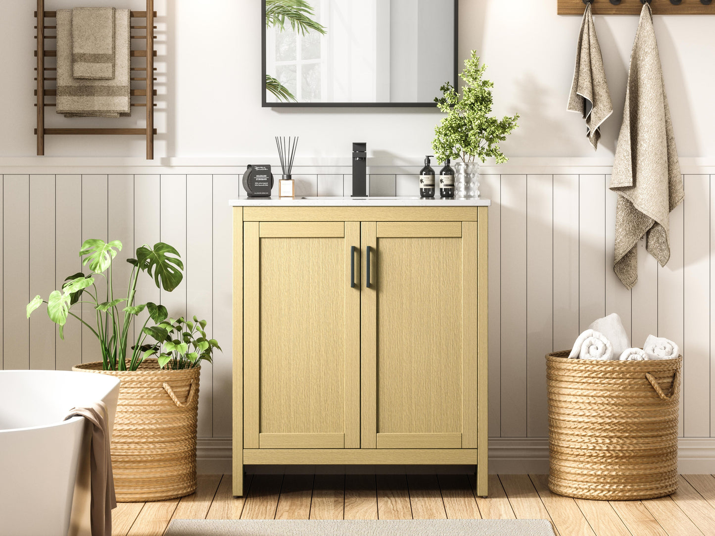 Finnley 30 inch Single Bathroom Vanity in Honey Brown