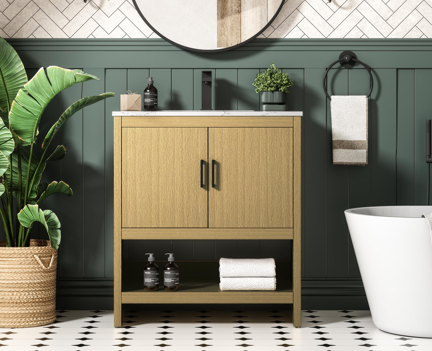 Ira 30 inch Single Bathroom Vanity in Honey Brown