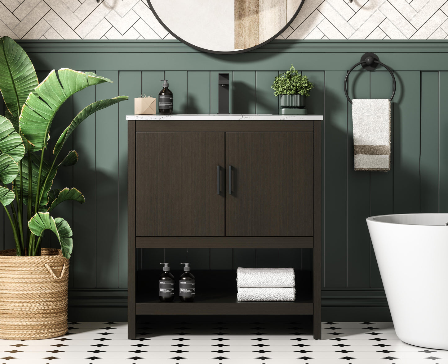 Ira 30 inch Single Bathroom Vanity in Mocha Brown