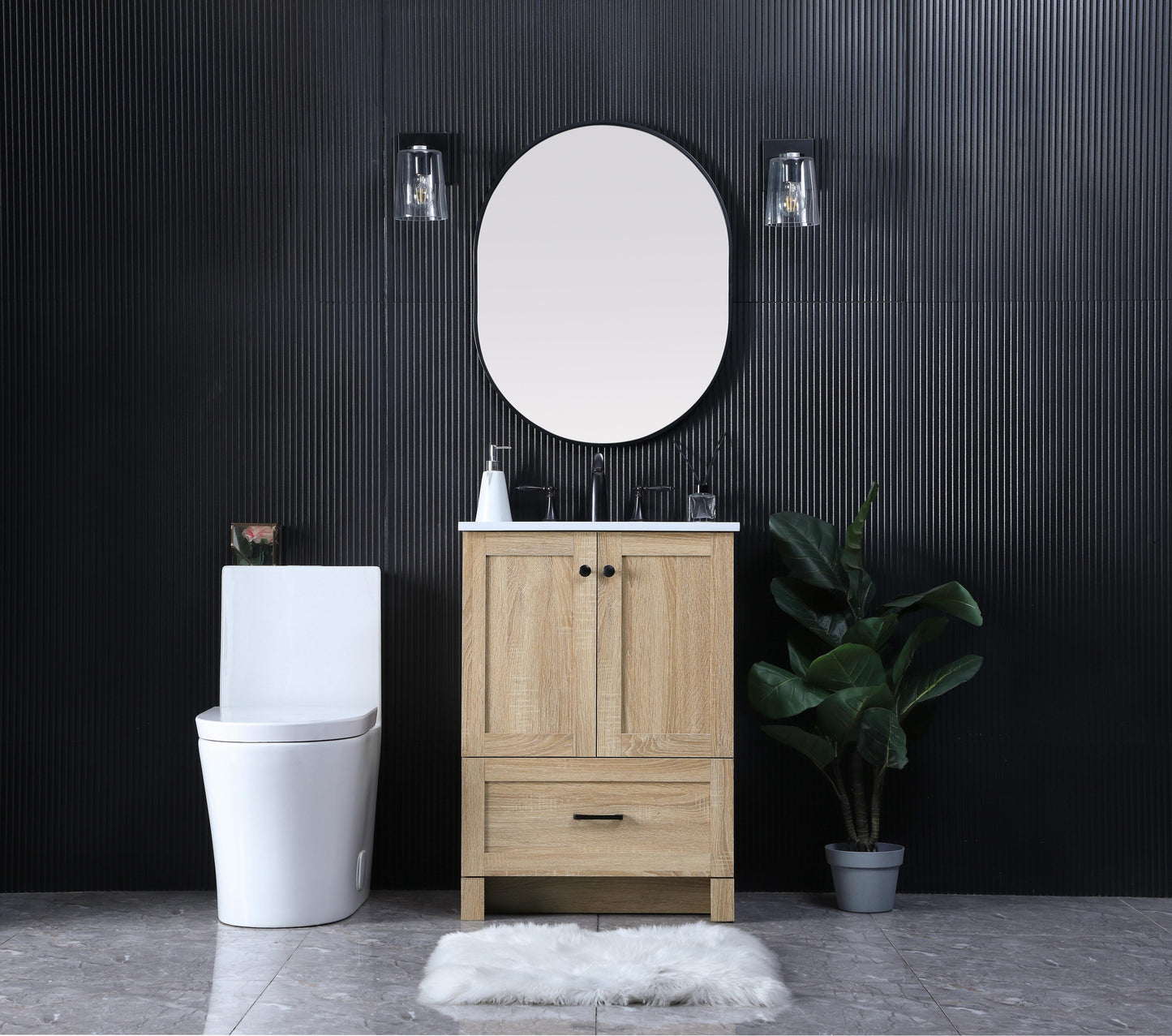 24 Inch Single Bathroom Vanity In Mango Wood