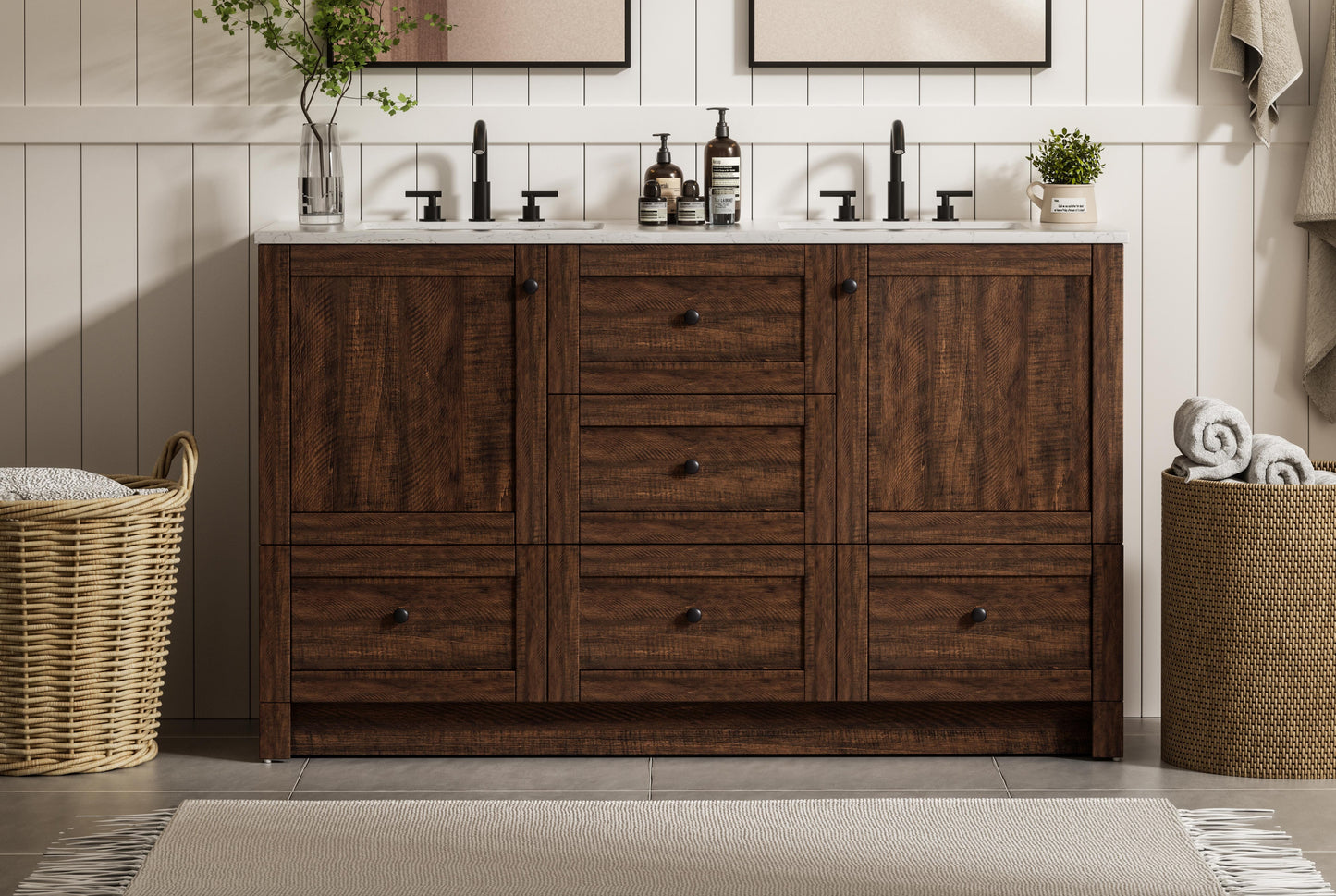 54 inch Double Bathroom Vanity In Expresso