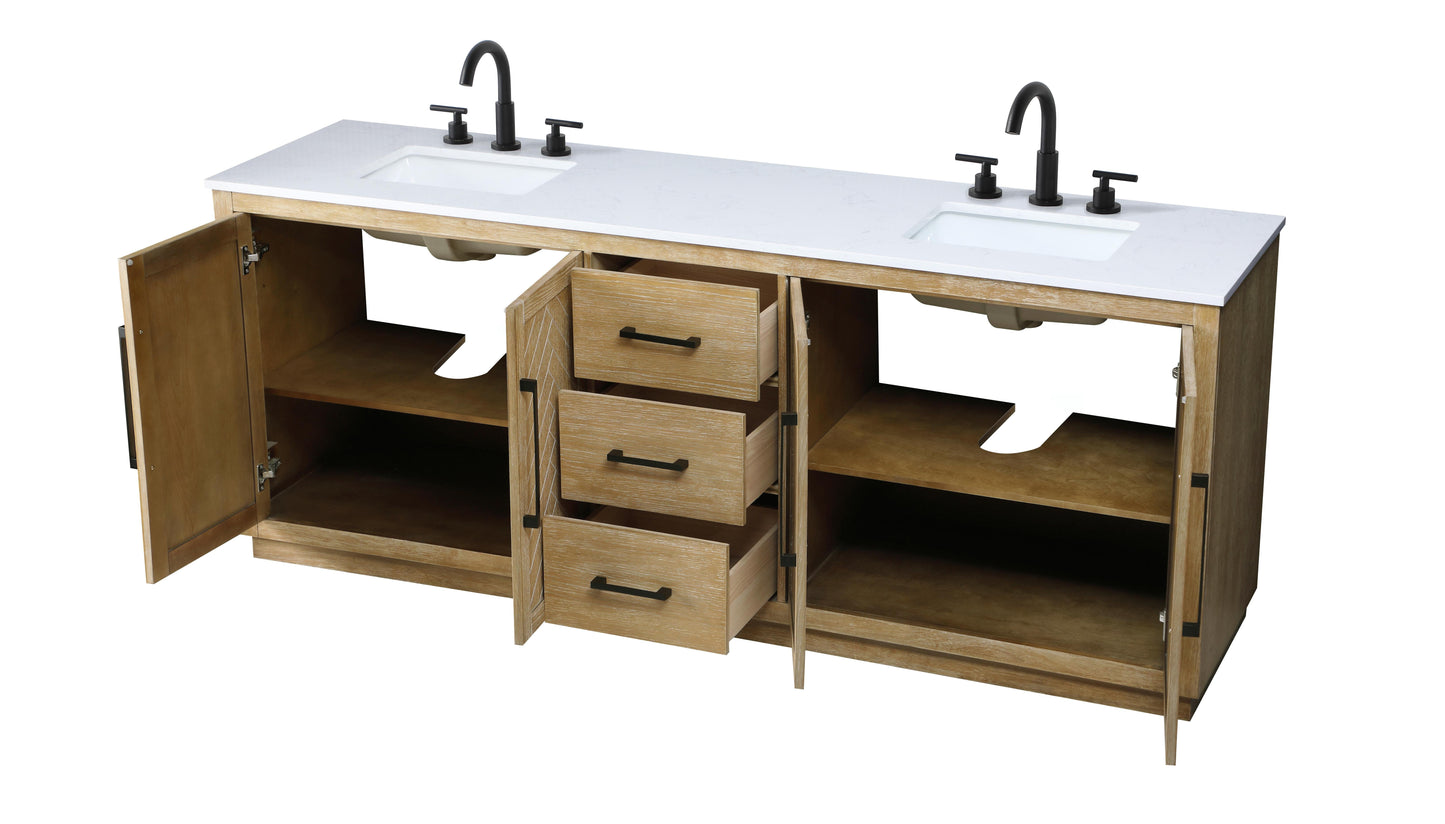 84 inch Double Bathroom Vanity in Linen Oak