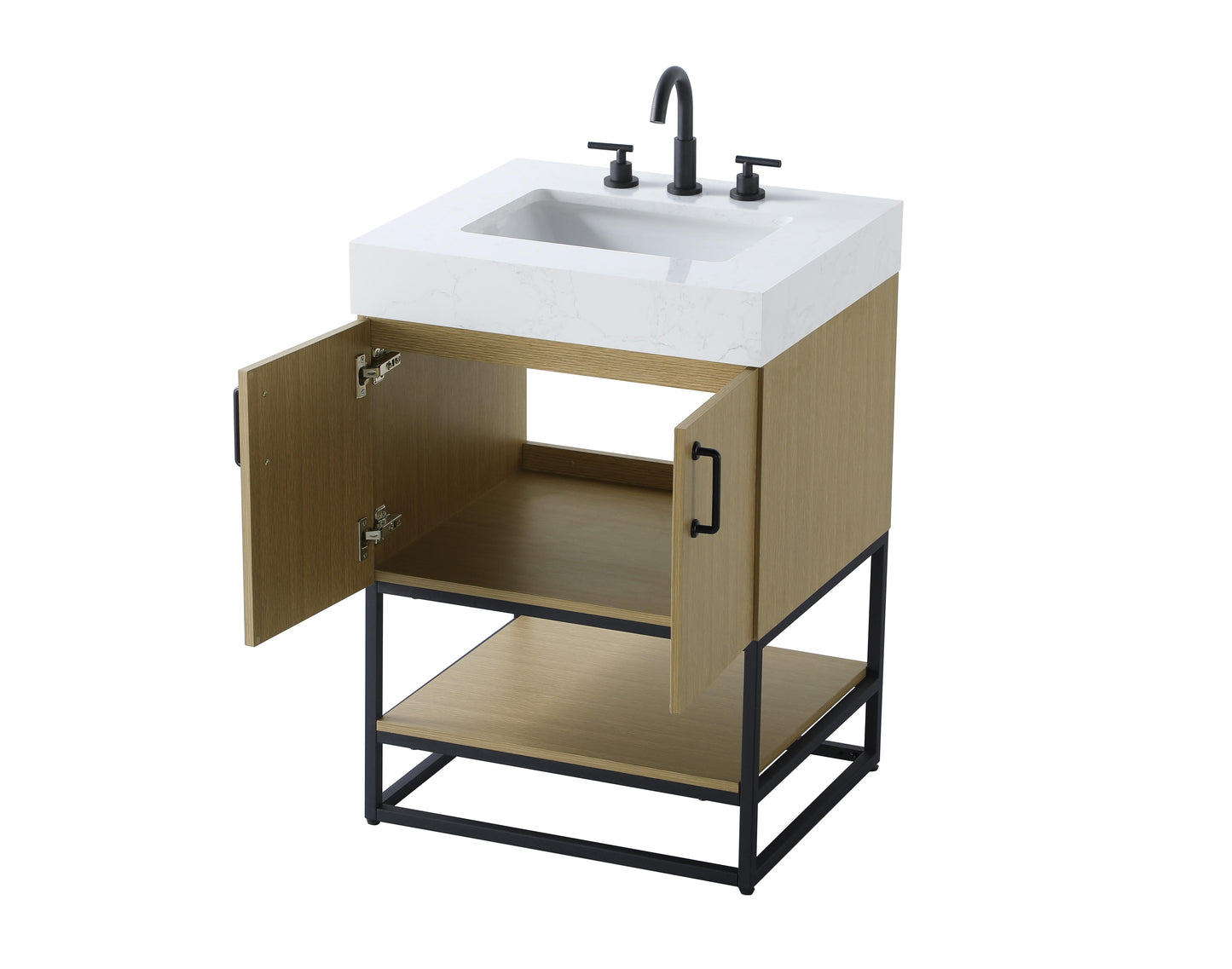 24 inch Single Bathroom Vanity in Honey Brown