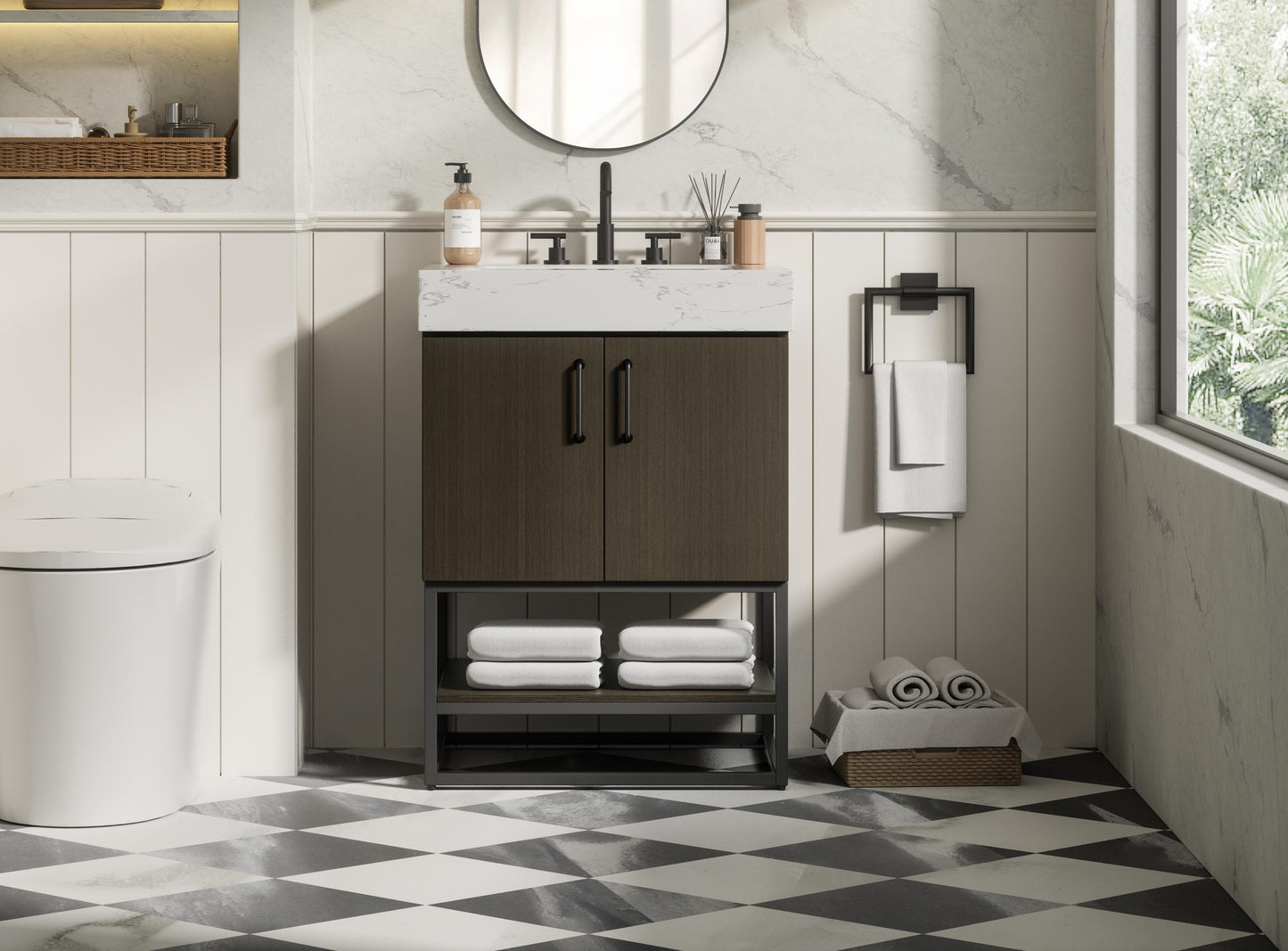 24 inch Single Bathroom Vanity in Mocha Brown