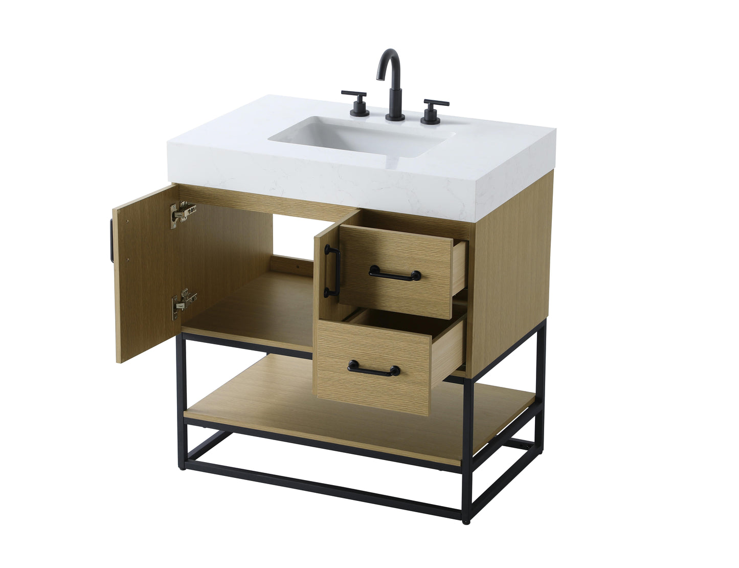 32 inch Single Bathroom Vanity in Honey Brown