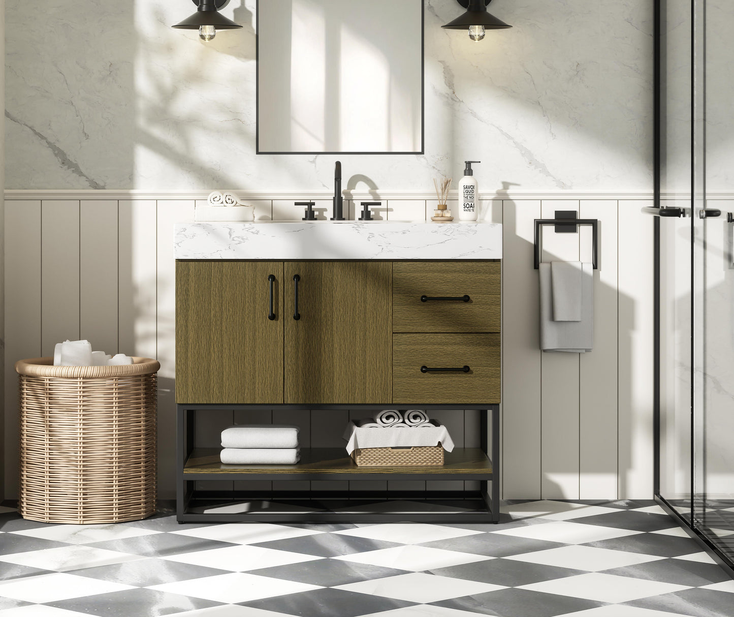 36 inch Single Bathroom Vanity in Chestnut Brown