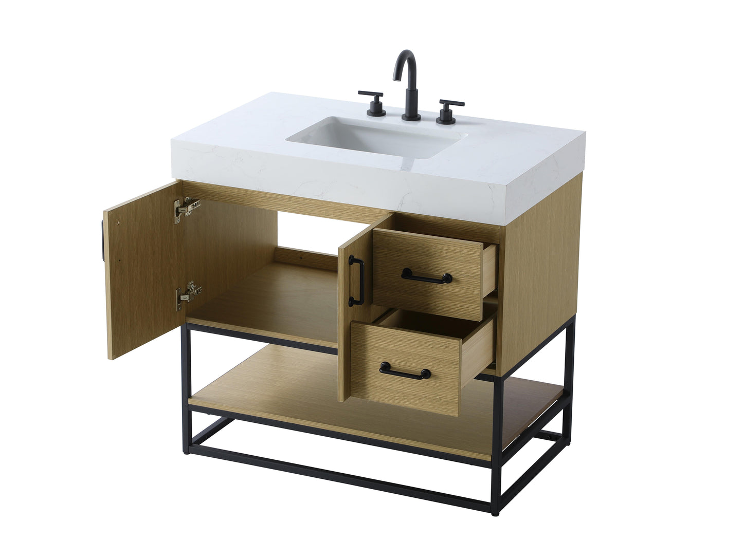 36 inch Single Bathroom Vanity in Honey Brown